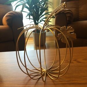 Gold metal pumpkin shelf sitter decor NWOT